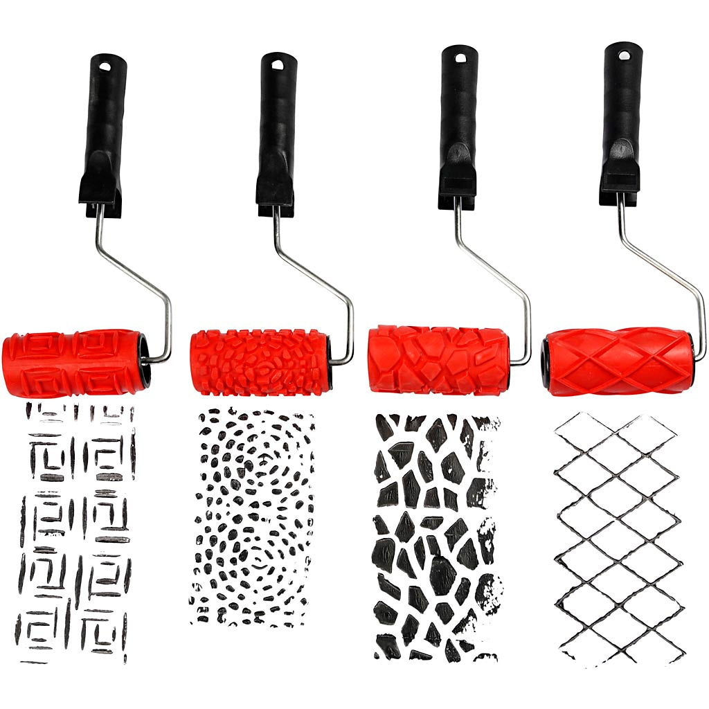 Pattern Rollers, W: 10 cm, 4 pc