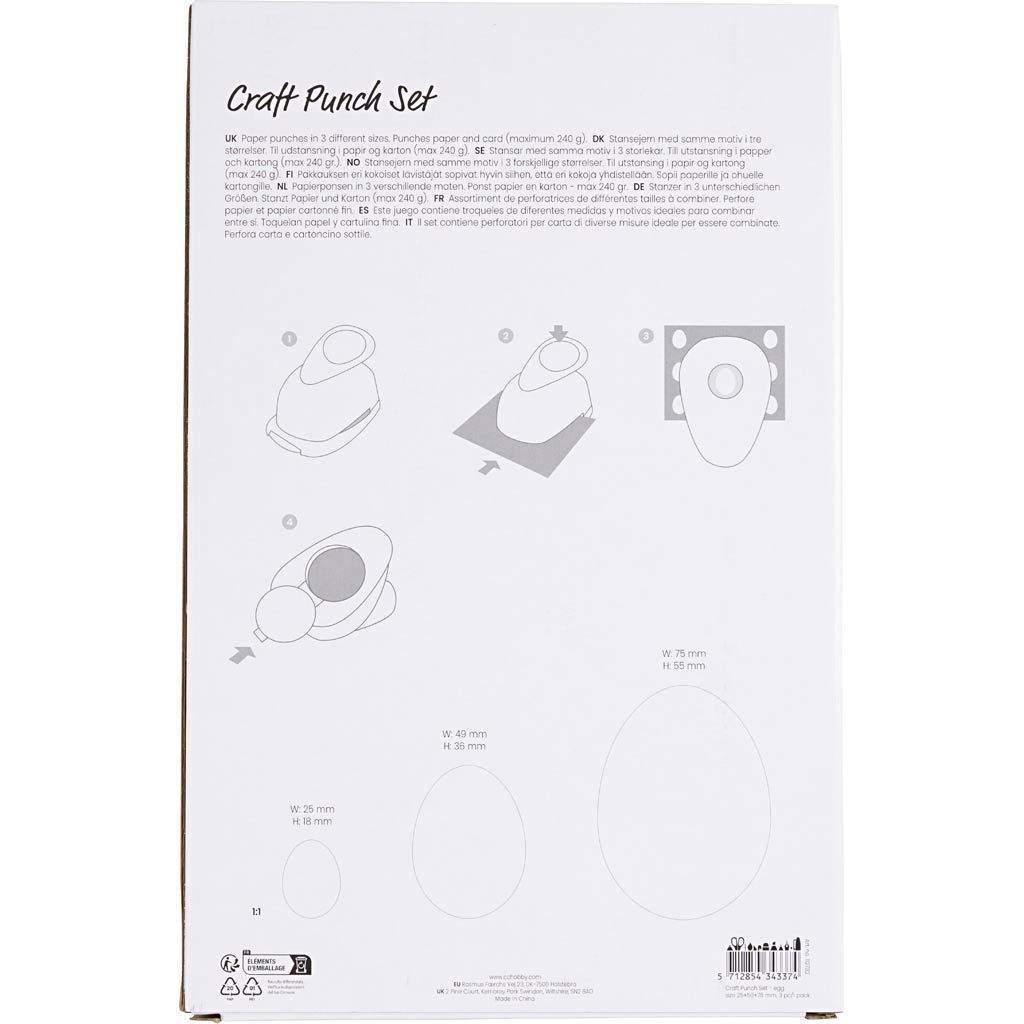 Craft Punch Set, egg, size 25+50+76 mm