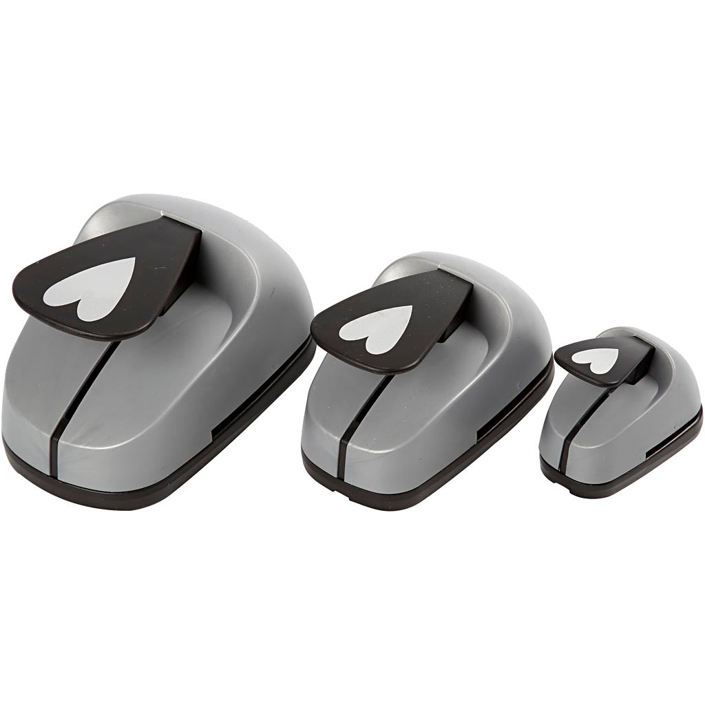 Craft Punch Set, heart, size 25+49+75 mm