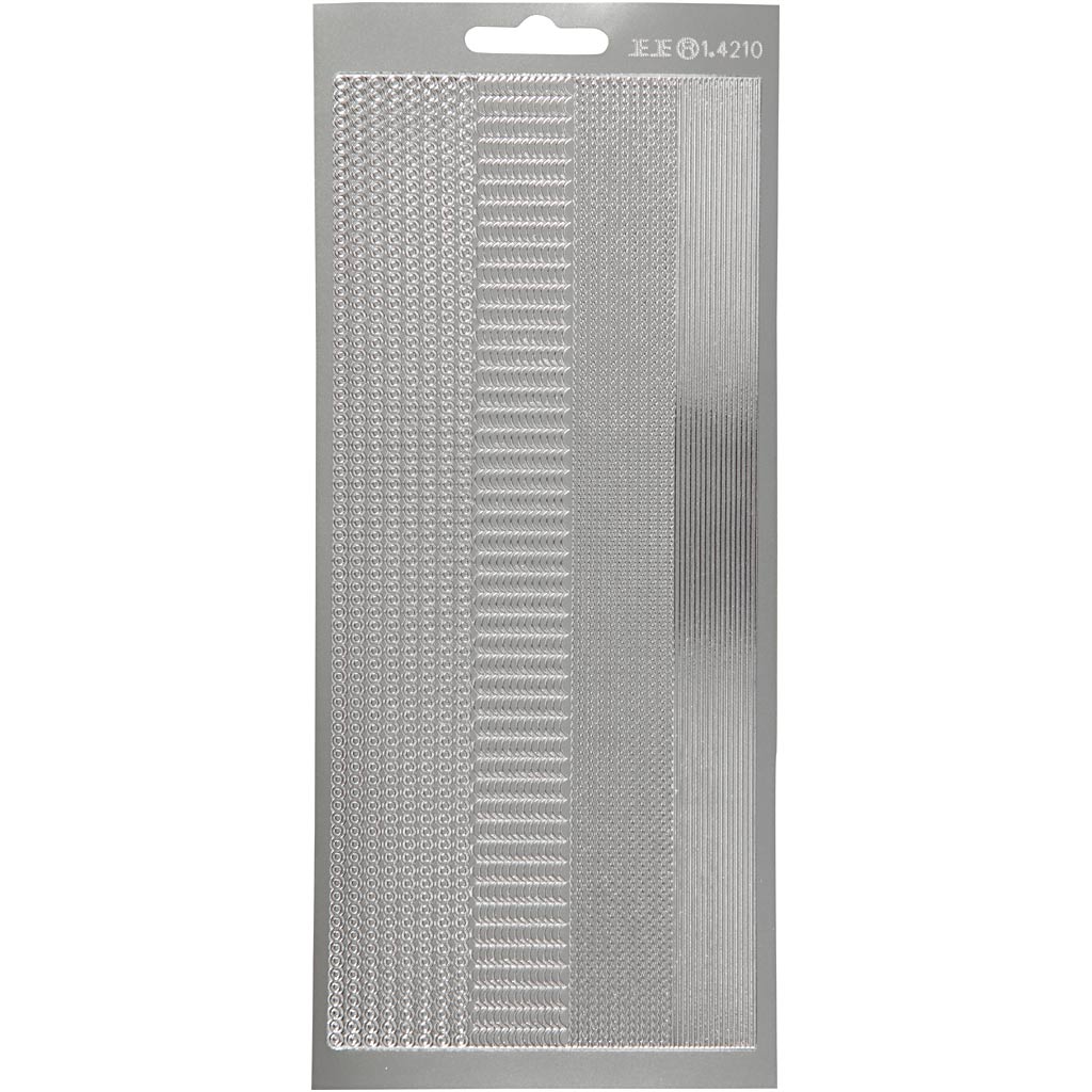 Stickers, borders, sheet 10x23 cm, silver, 1 sheet