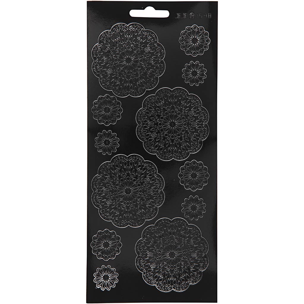 Stickers, flowers, sheet 10x23 cm, black, 1 sheet