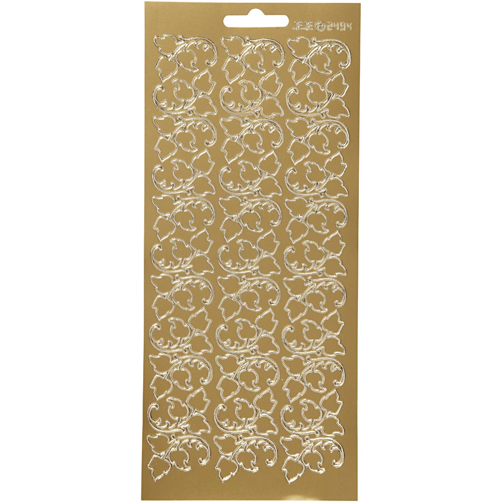Stickers, leaves, sheet 10x23 cm, gold, 1 sheet