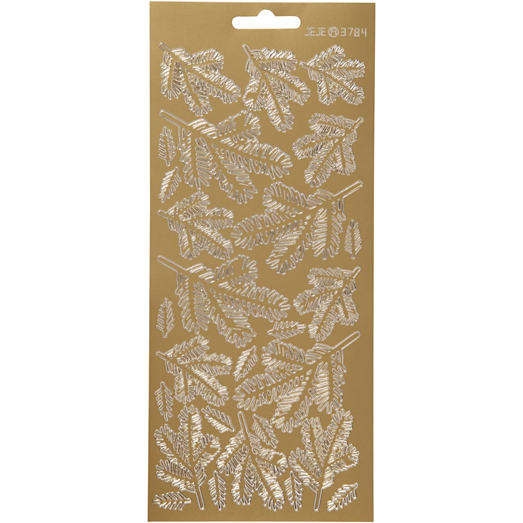 Stickers, twigs, sheet 10x23 cm, gold, 1 sheet