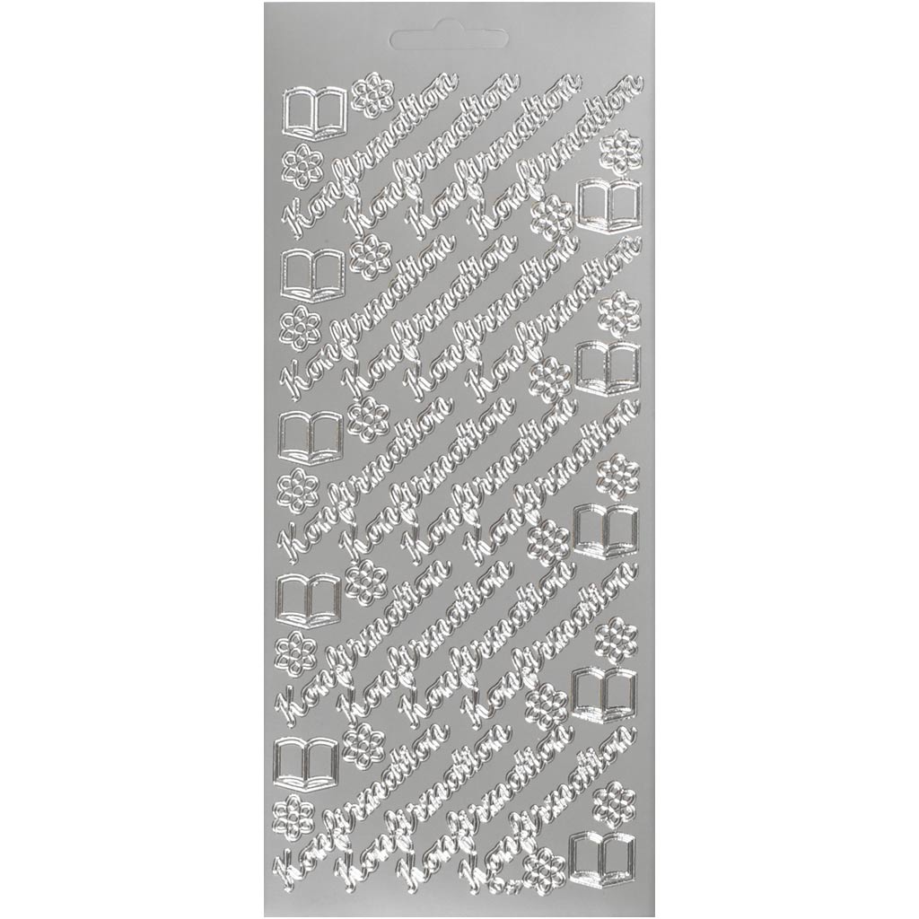 Stickers, konfirmation, silver, 1 sheet