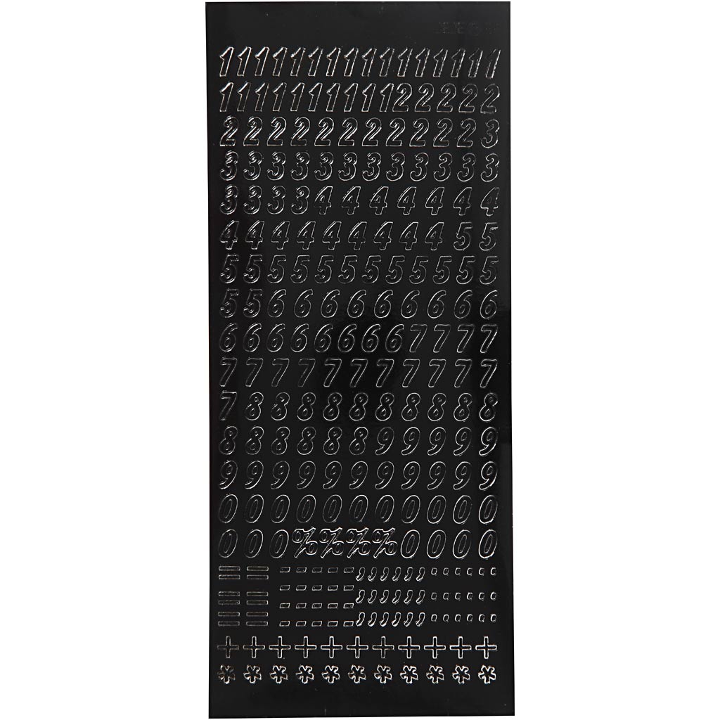 Stickers, small numbers, sheet 10x23 cm, black, 1 sheet