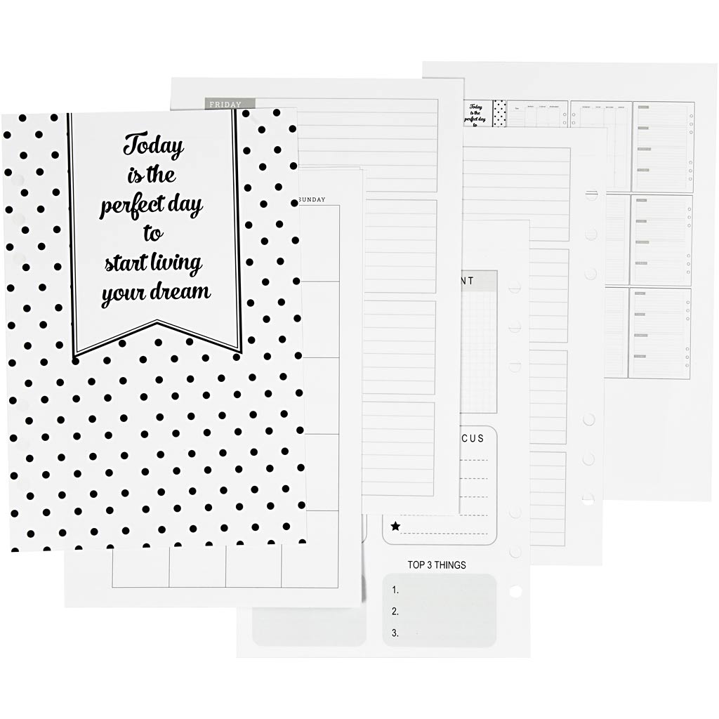 Calender pages, size 142x210 mm, Number of pages 7, 120 g, white