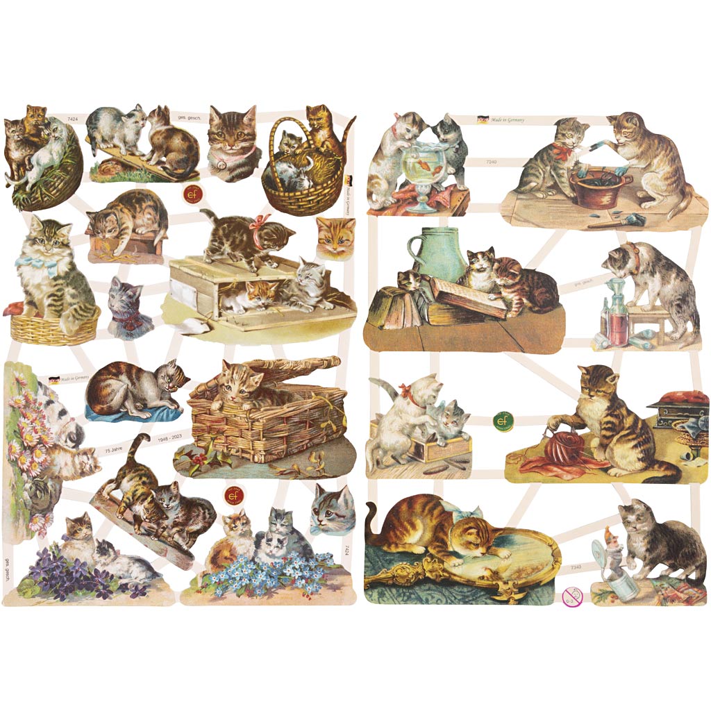 Vintage Die-Cuts, cats, sheet 16,5x23,5 cm, 2 sheet