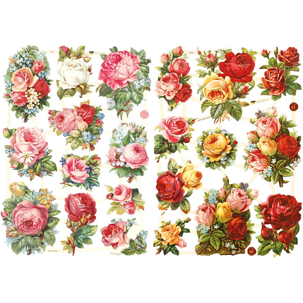 Vintage Die-Cuts, rose assortment, sheet 16,5x23,5 cm, 2 sheet