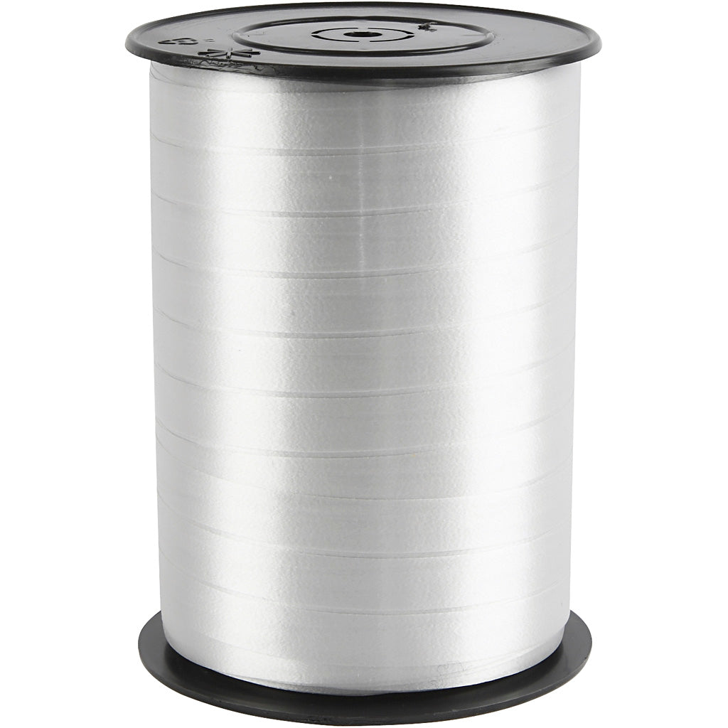 Curling Ribbon, W: 10 mm, glossy, silver, 250 m/ 1 roll