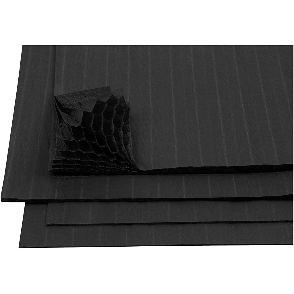 Honeycomb paper, sheet 28x17,8 cm, black, 8 sheet