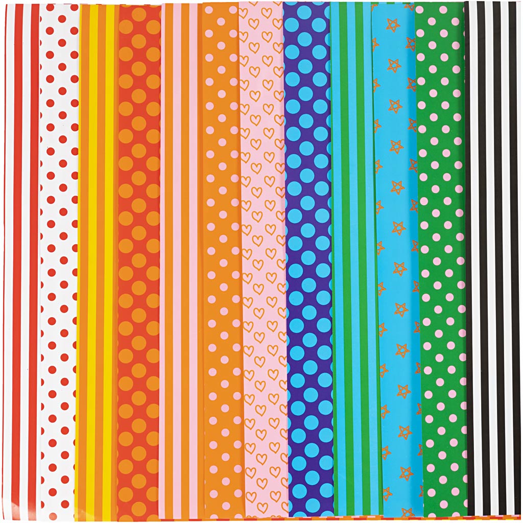 Glazed Paper, Pattern, sheet 32x48 cm, 80 g, assorted colours, 100 ass sheets