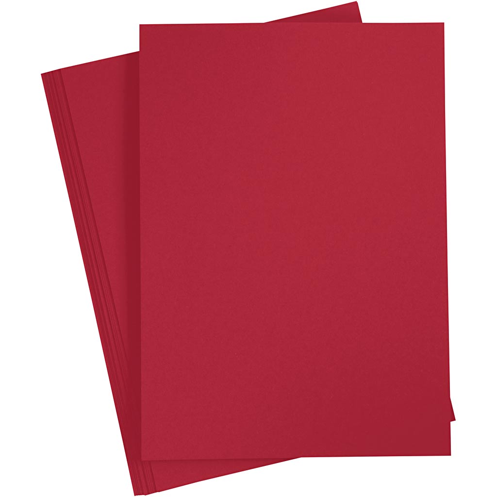 Card, A4, sheet 210x297 mm, 180 g, christmas red, 20 sheet