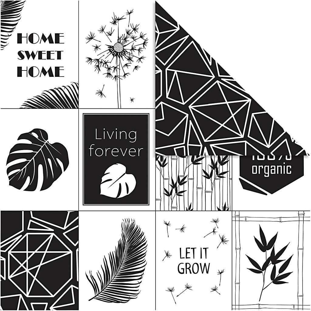 Design Paper, leaves and pattern, 180 g, 5 sheet
