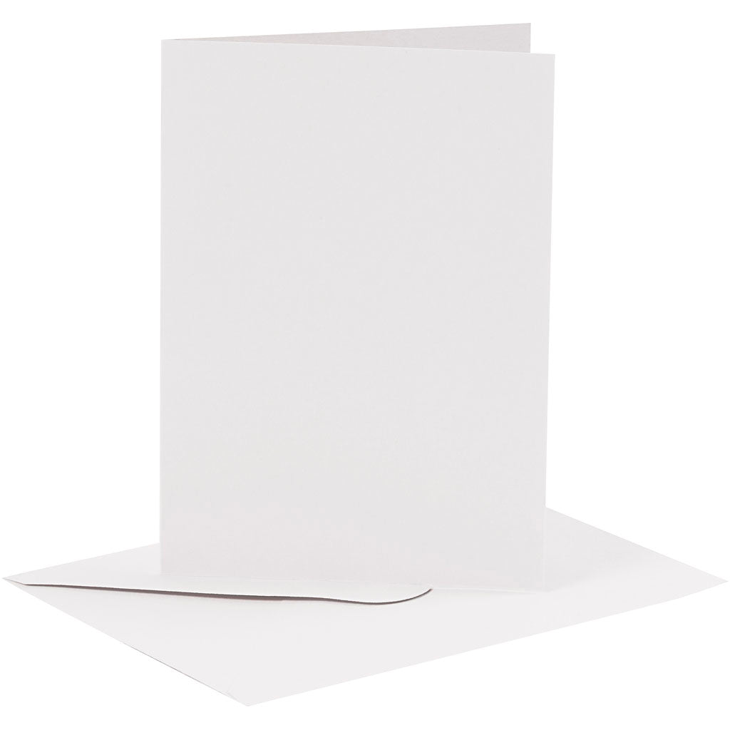 Cards and envelopes, card size 10,5x15 cm, envelope size 11,5x16,5 cm, 110+230 g, white, 6 set