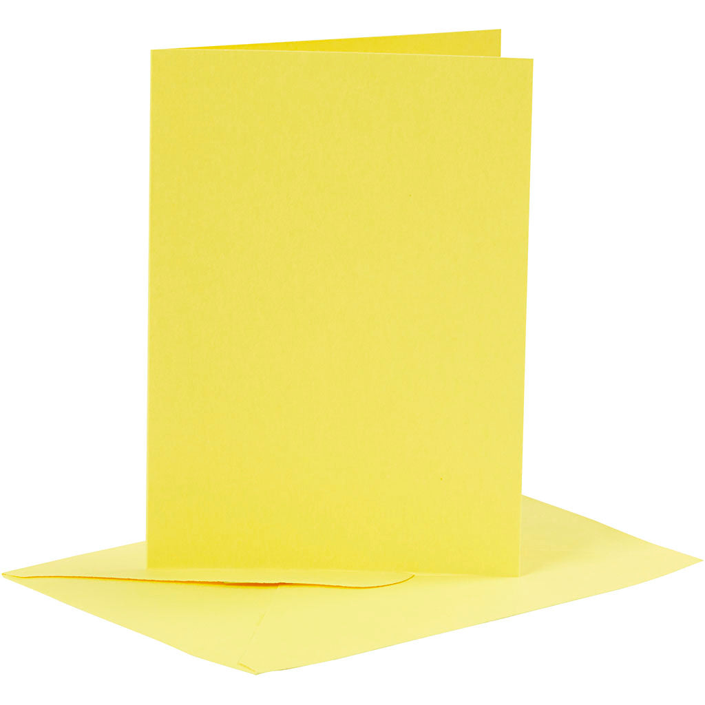 Cards and envelopes, card size 10,5x15 cm, envelope size 11,5x16,5 cm, 110+220 g, yellow, 6 set