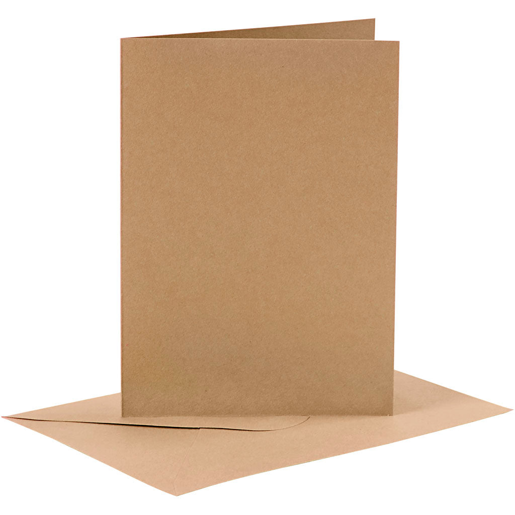 Cards and envelopes, card size 10,5x15 cm, envelope size 11,5x16,5 cm, 110+230 g, natural, 6 set
