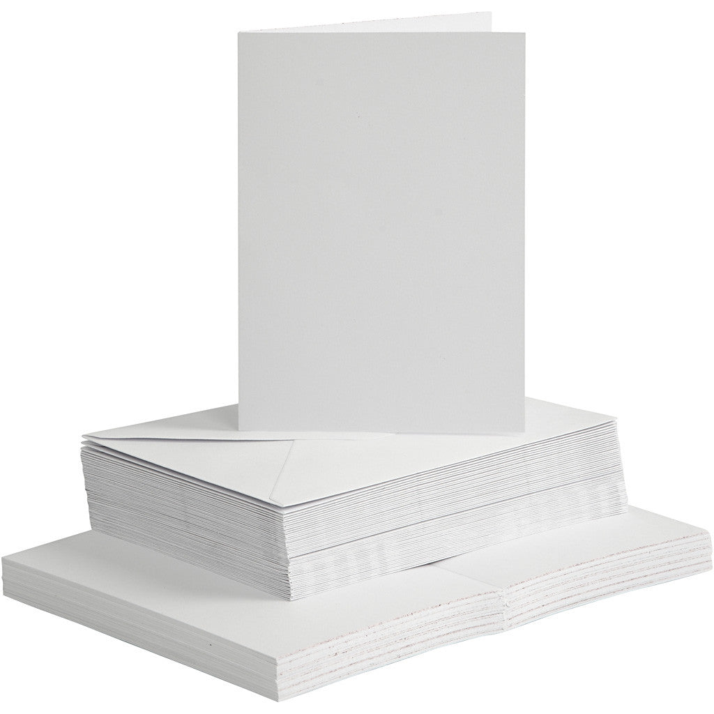 Cards and Envelopes, card size 10.5x15 cm, envelope size 11.5x16.5 cm, white, 50sets