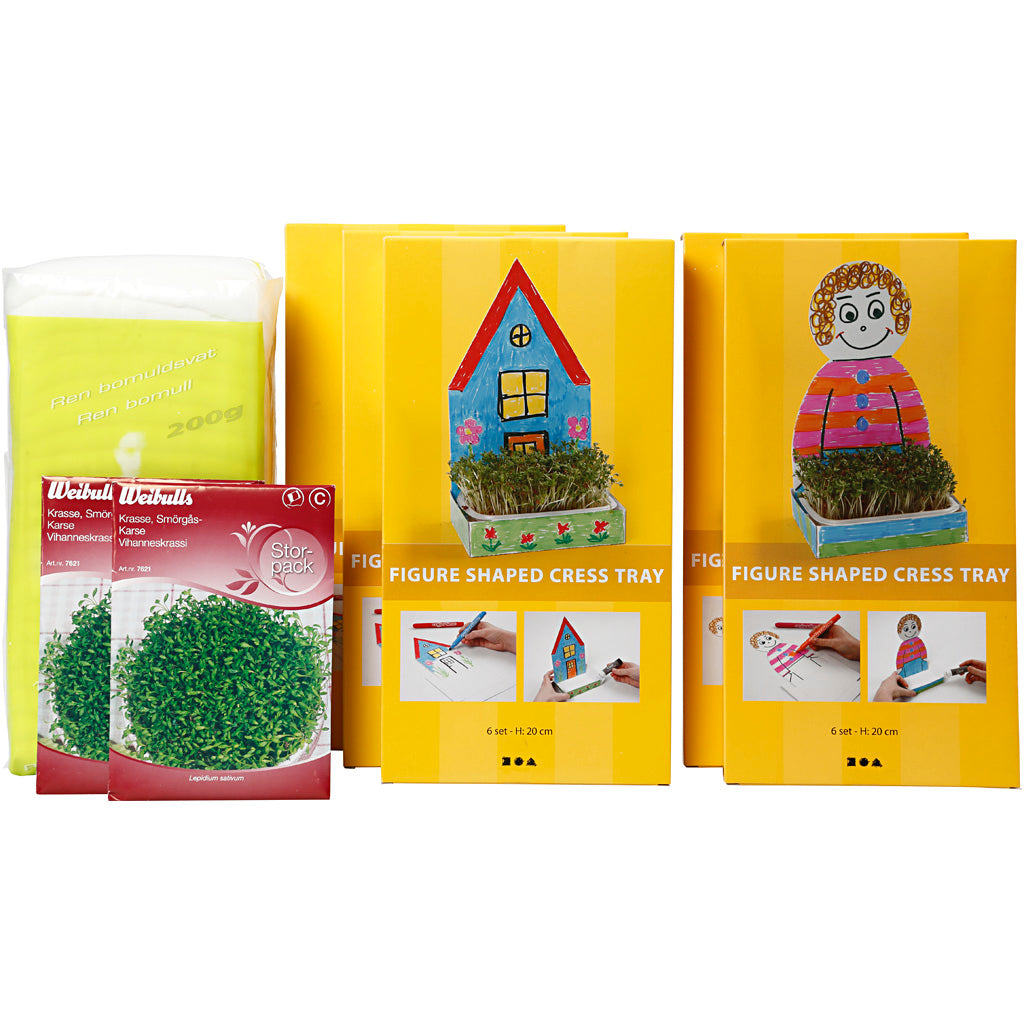 Figure Shaped Cress Trays, H: 20 cm, white, 30 set