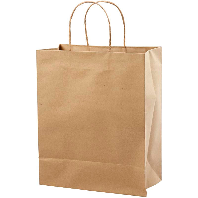 Paper Bag, H: 33 cm, W: 26x13 cm, 125 g, brown, 10 pc