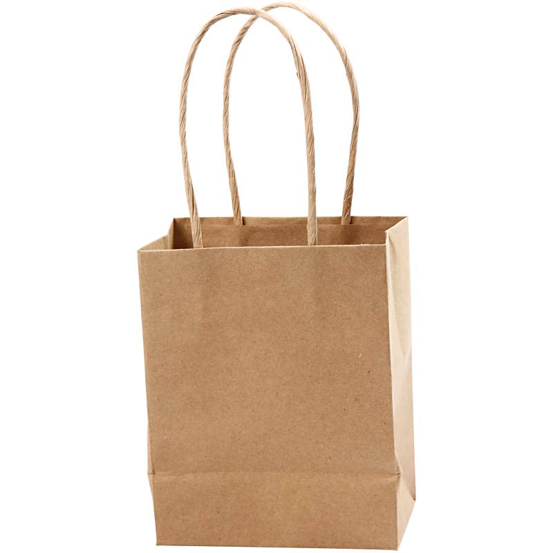 Paper Bag, H: 17 cm, W: 12x7 cm, 125 g, brown, 10 pc