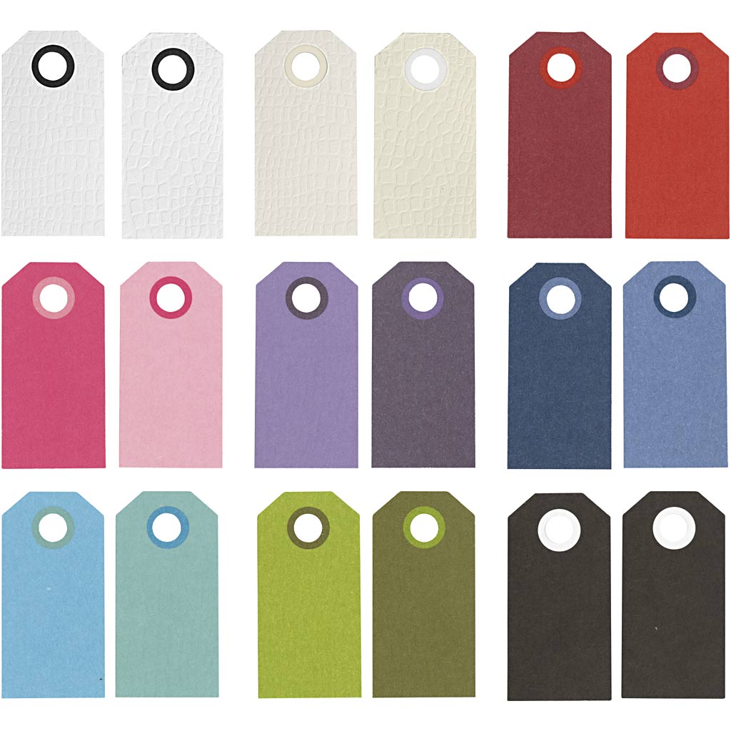 Manila Tags, size 6x3 cm, 250 g, assorted colours, 30x10 pc
