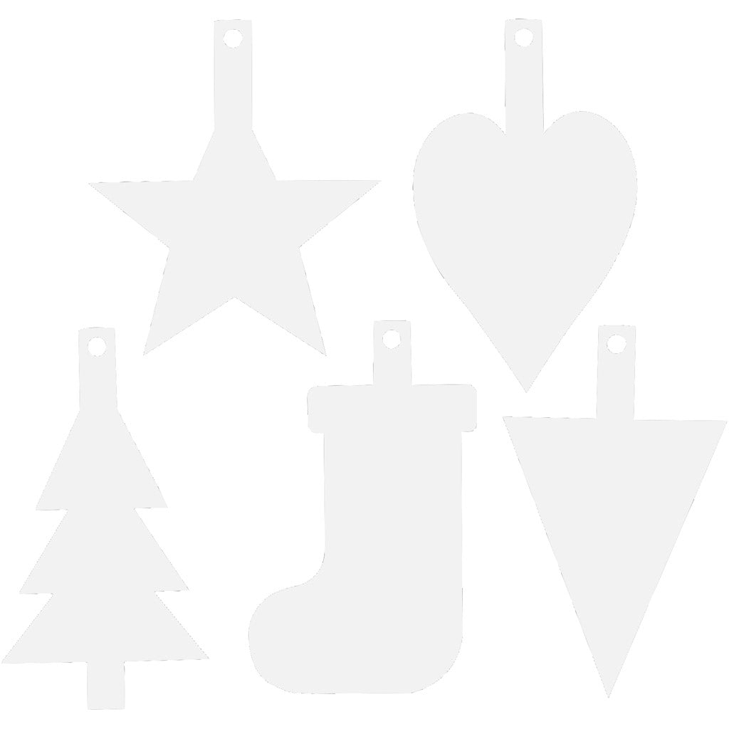 Christmas Ornaments, H: 23,5-26,5 cm, W: 15,5-20,5 cm, white, 100 pc