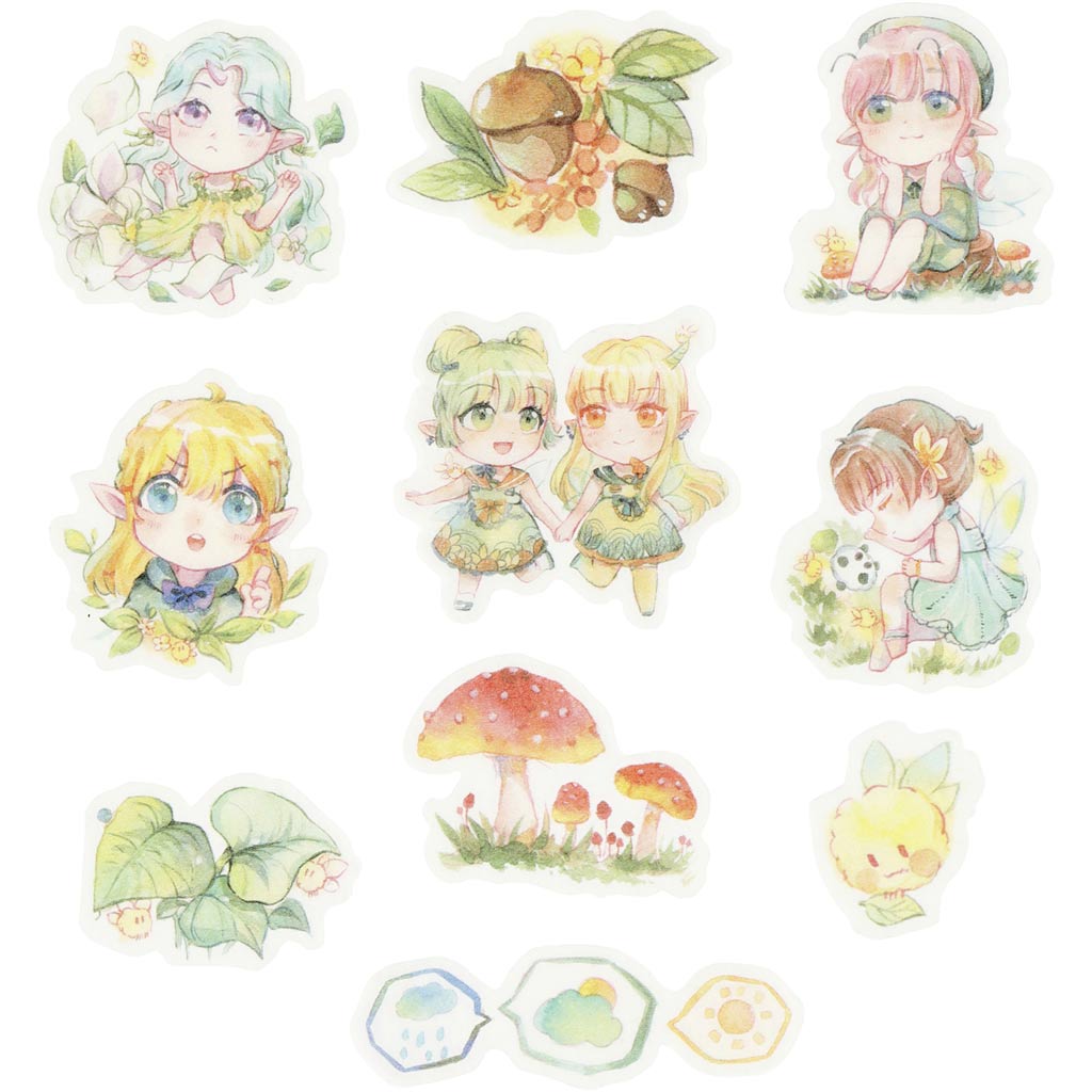 Masking tape stickers, small girls, size 20-50 mm, 30 pc