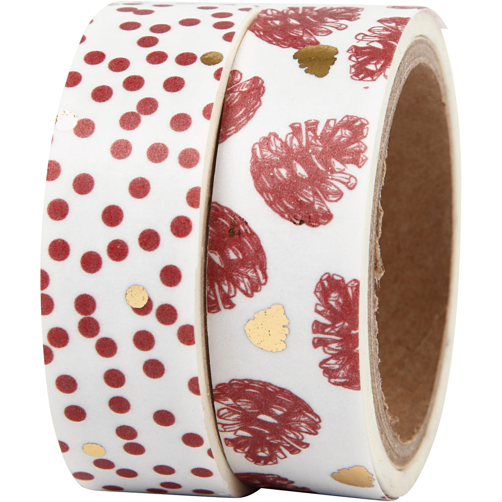 Washi Tape, cones and dots - foil, W: 15 mm, 2x4 m