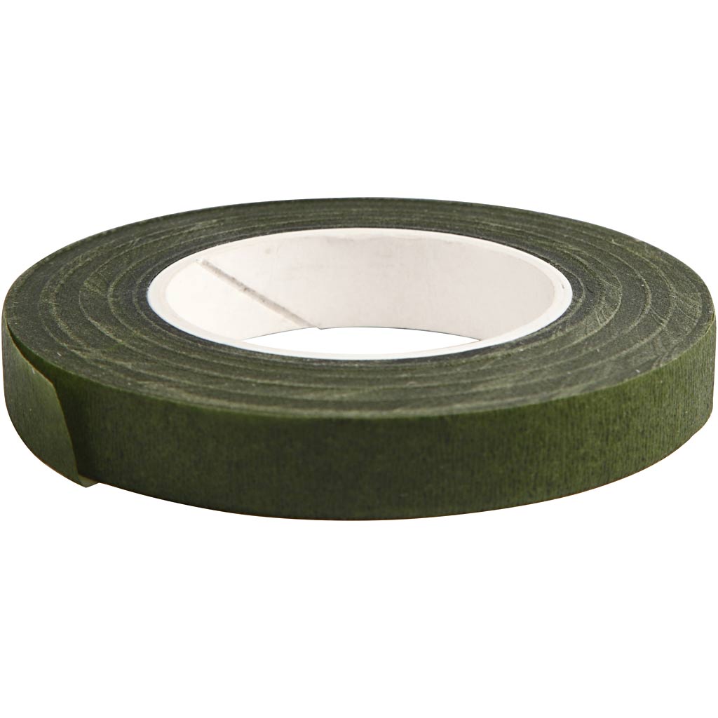Floral Tape, W: 12 mm, dark green, 27 m/ 1 roll