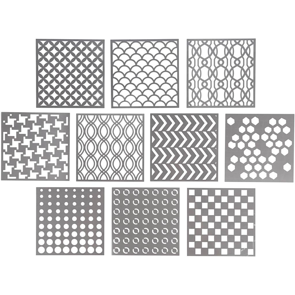 Stencil, size 15x15 cm, thickness 0,31 mm, 10 sheet