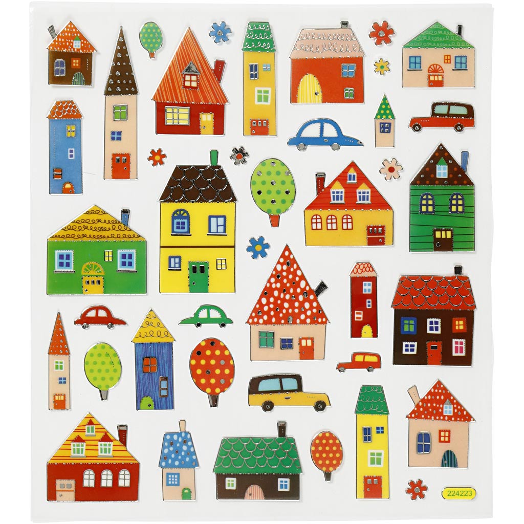 Stickers, city, sheet 15x16,5 cm, 1 sheet