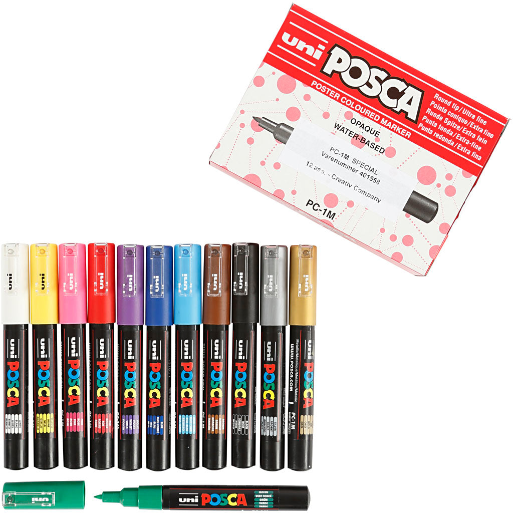 Posca Marker, no. PC-1M, line 0,7 mm, extra-fine, assorted colours, 12 pc