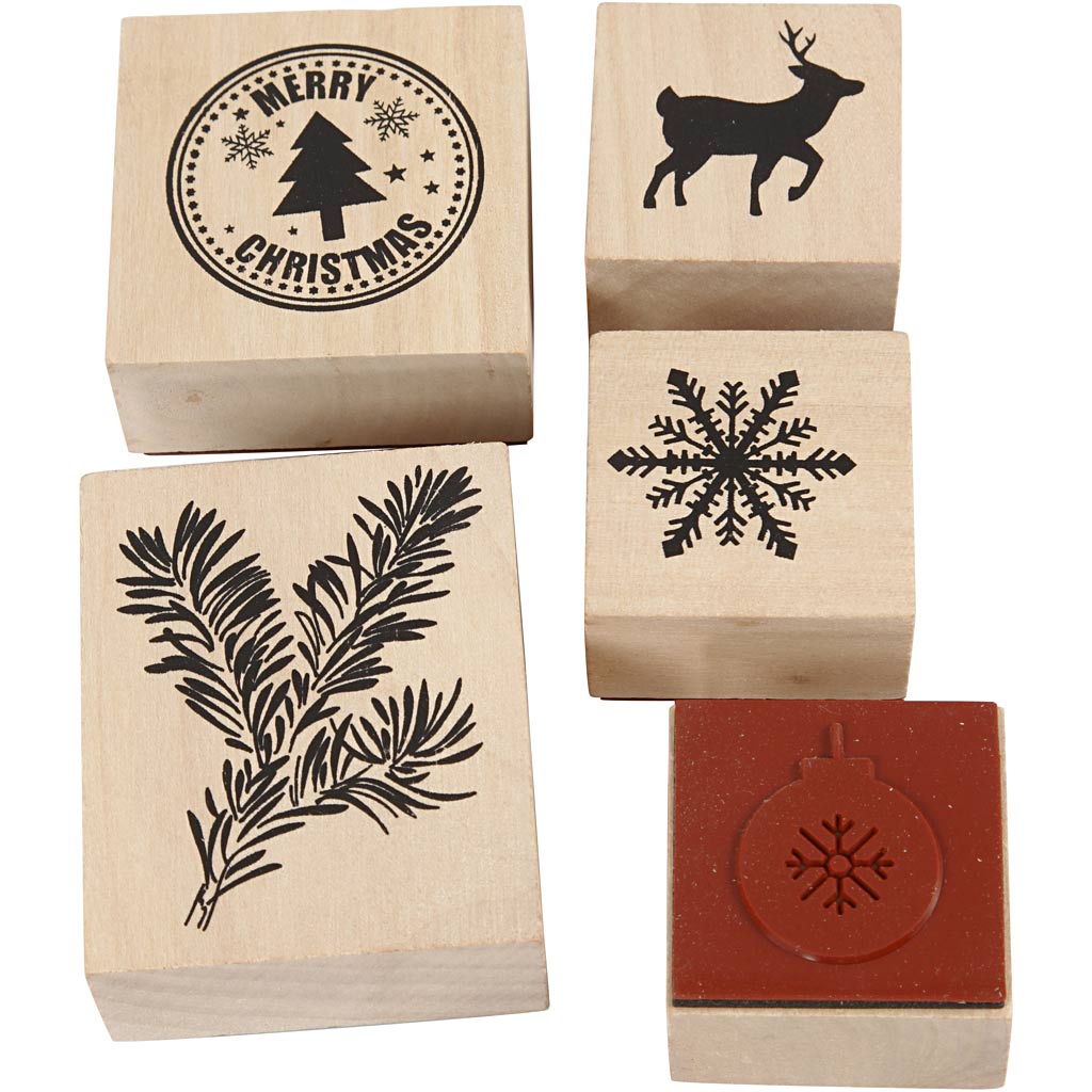 Rubber stamps set, christmas, 5 asstd.