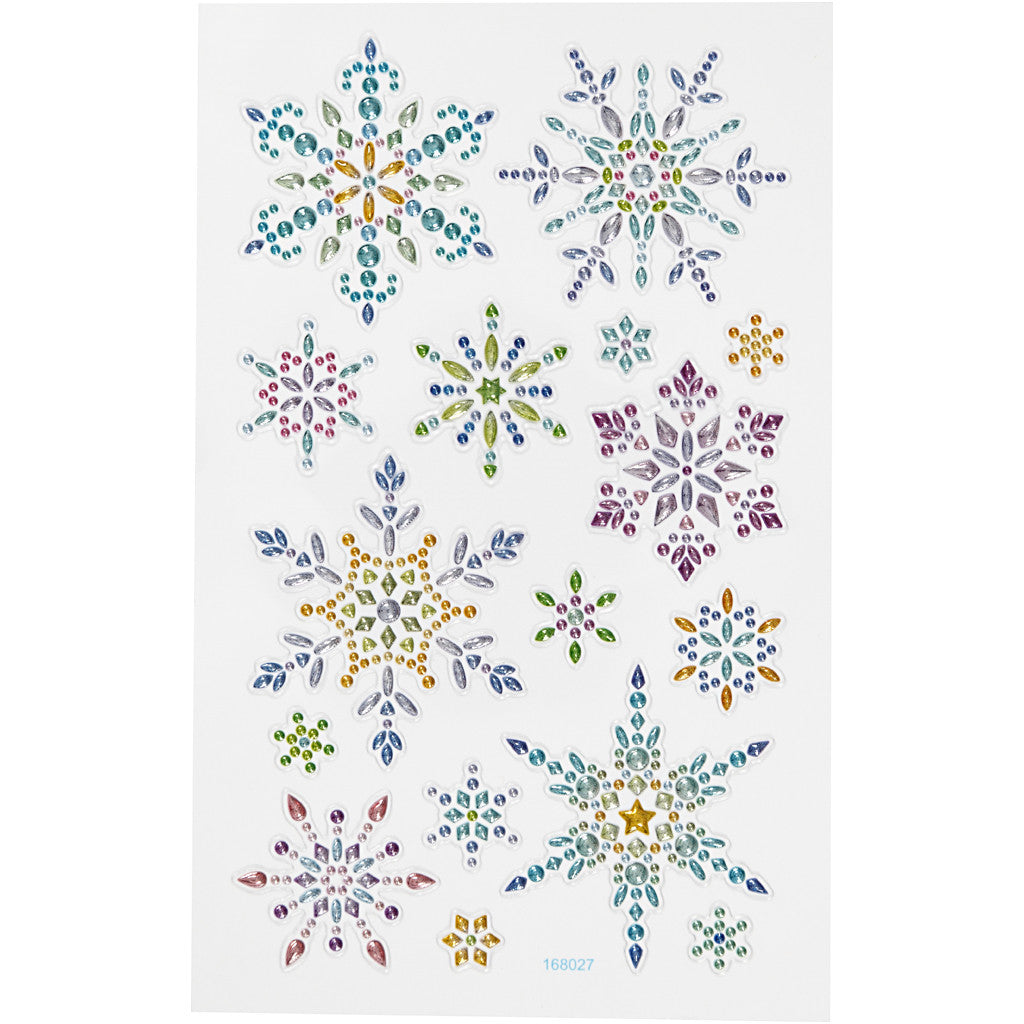 Diamond stickers, snowflakes, sheet 10x16 cm, 1 sheet