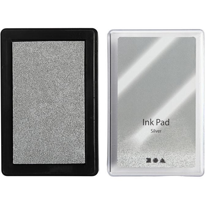 Ink Pad, H: 2 cm, size 9x6 cm, silver