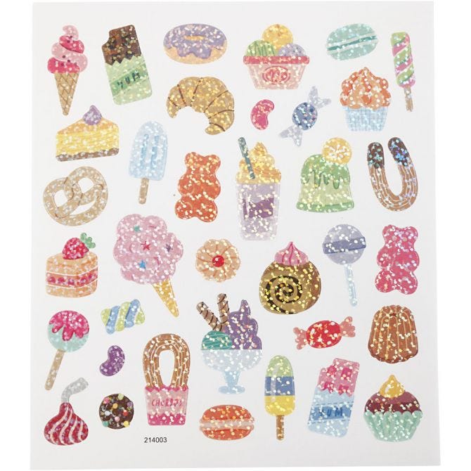 Stickers, candy, sheet 15x16,5 cm, 1 sheet