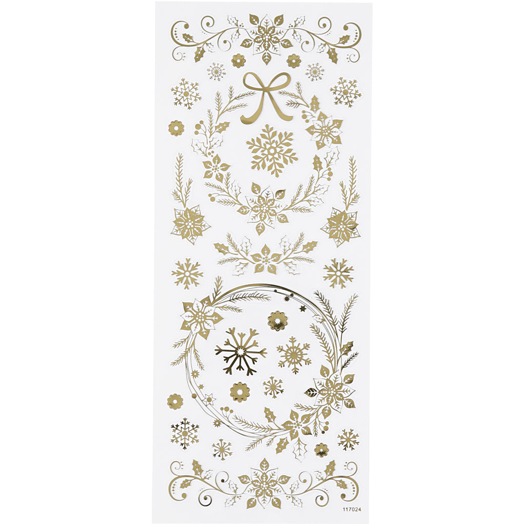 Stickers, christmas stars, sheet 10x24 cm, ca. 29 pc, gold, 1 sheet