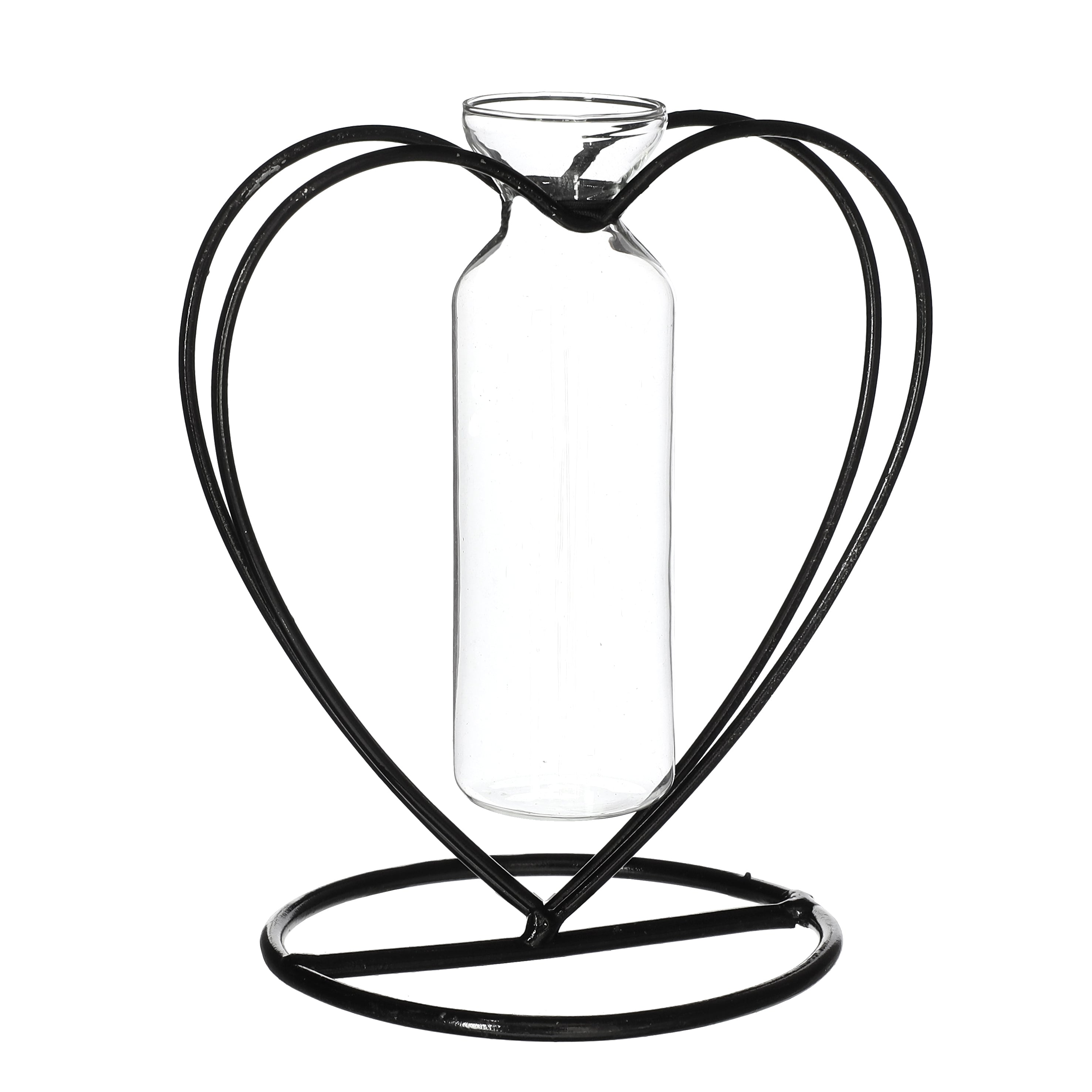 Metal heart stand w. tube Ø10 h.10,5 cm (6 pcs)