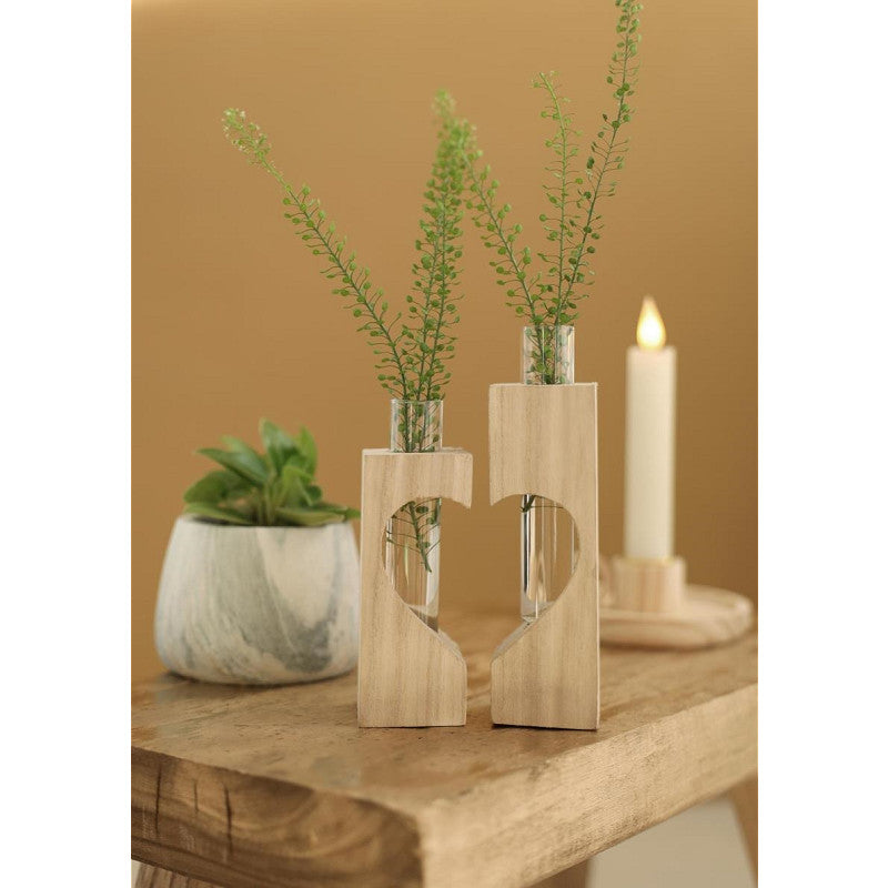 Hjärtformad provrörshållare i trä L. 4 x B. 4 x H. 14,5 cm - 6 set