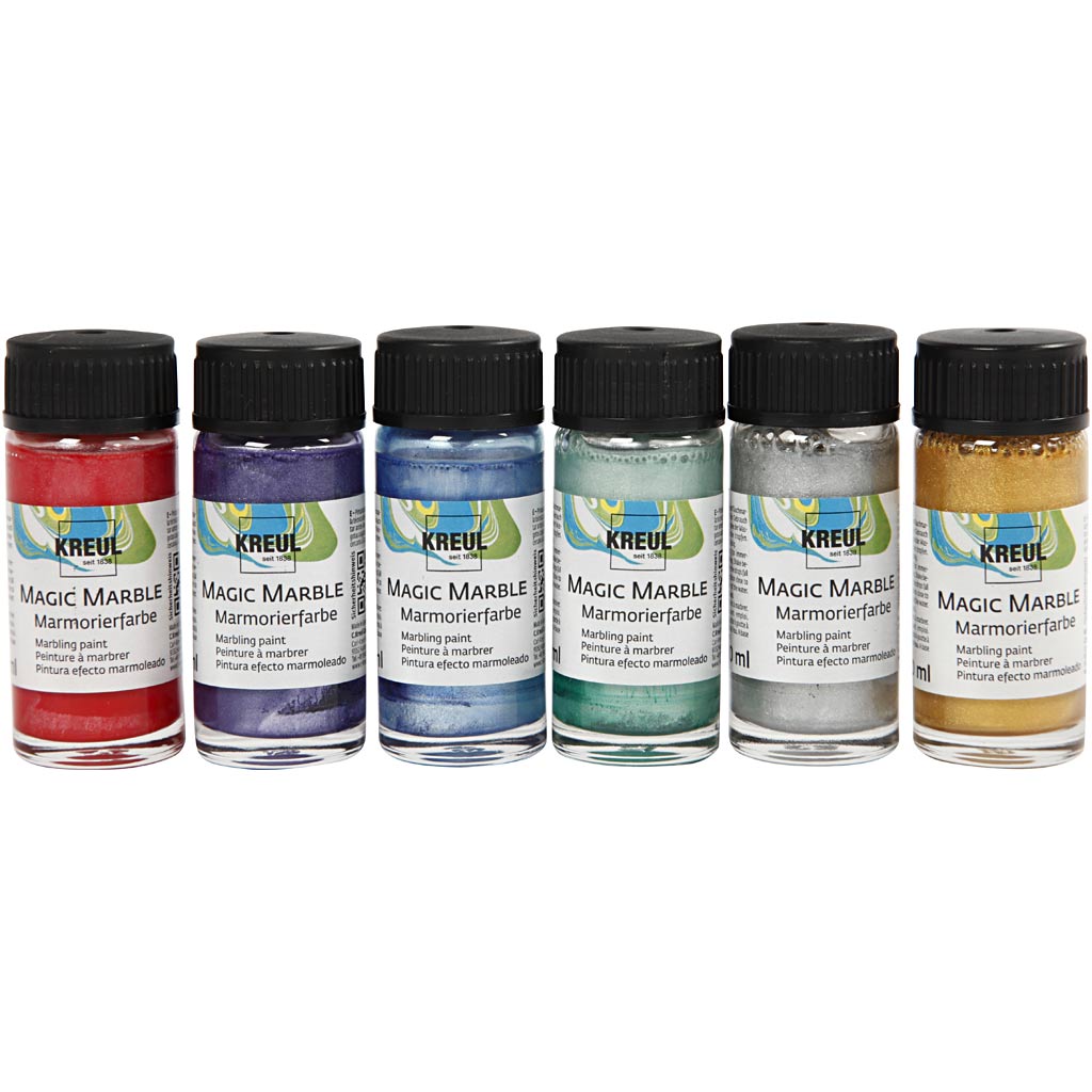 Magic Marble Paint, metallic colours, 6x20 ml