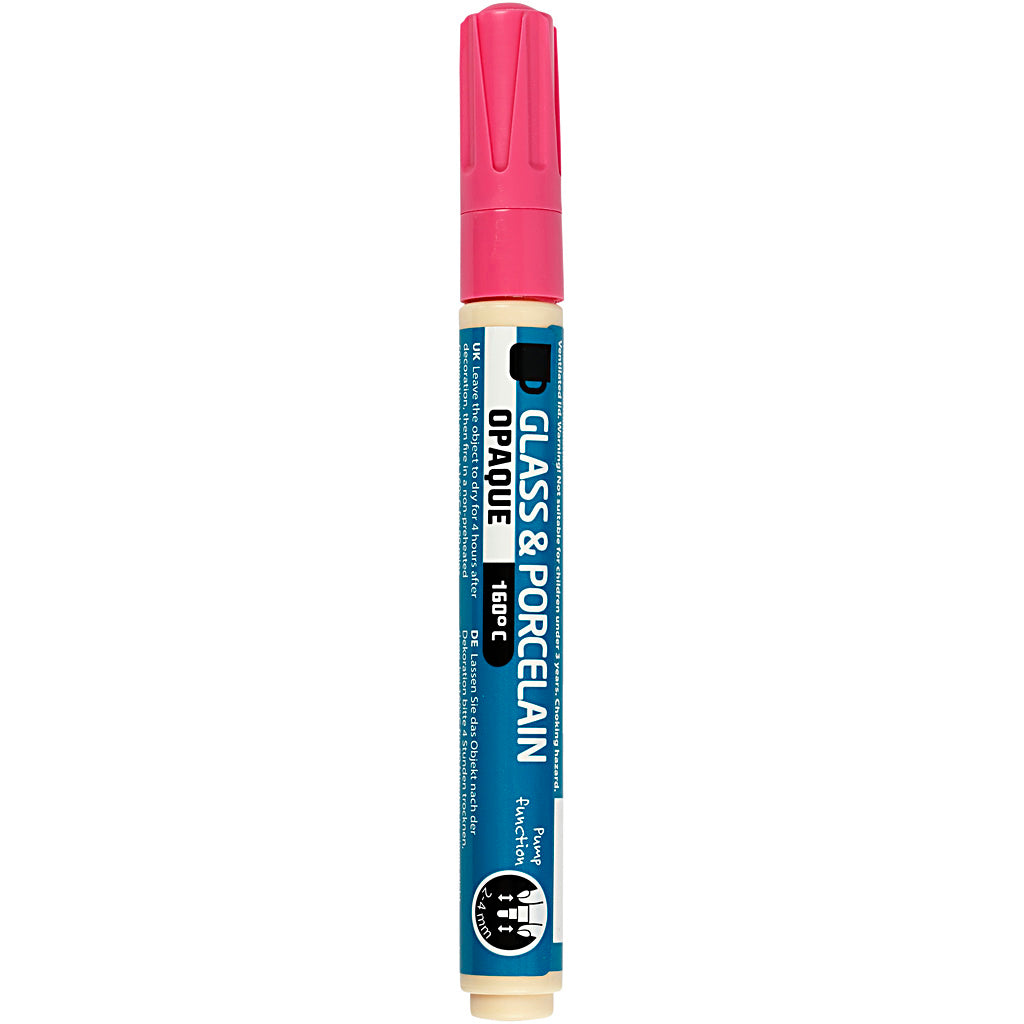 Glass and Porcelain Marker, line 2-4 mm, opaque, pink