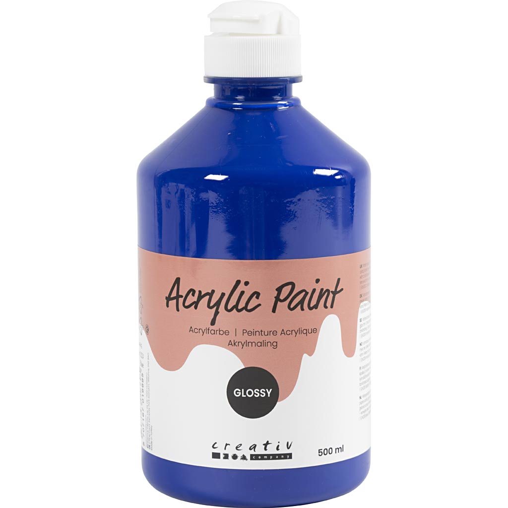Acrylic Paint Glossy, blue, 500 ml/ 1 bottle