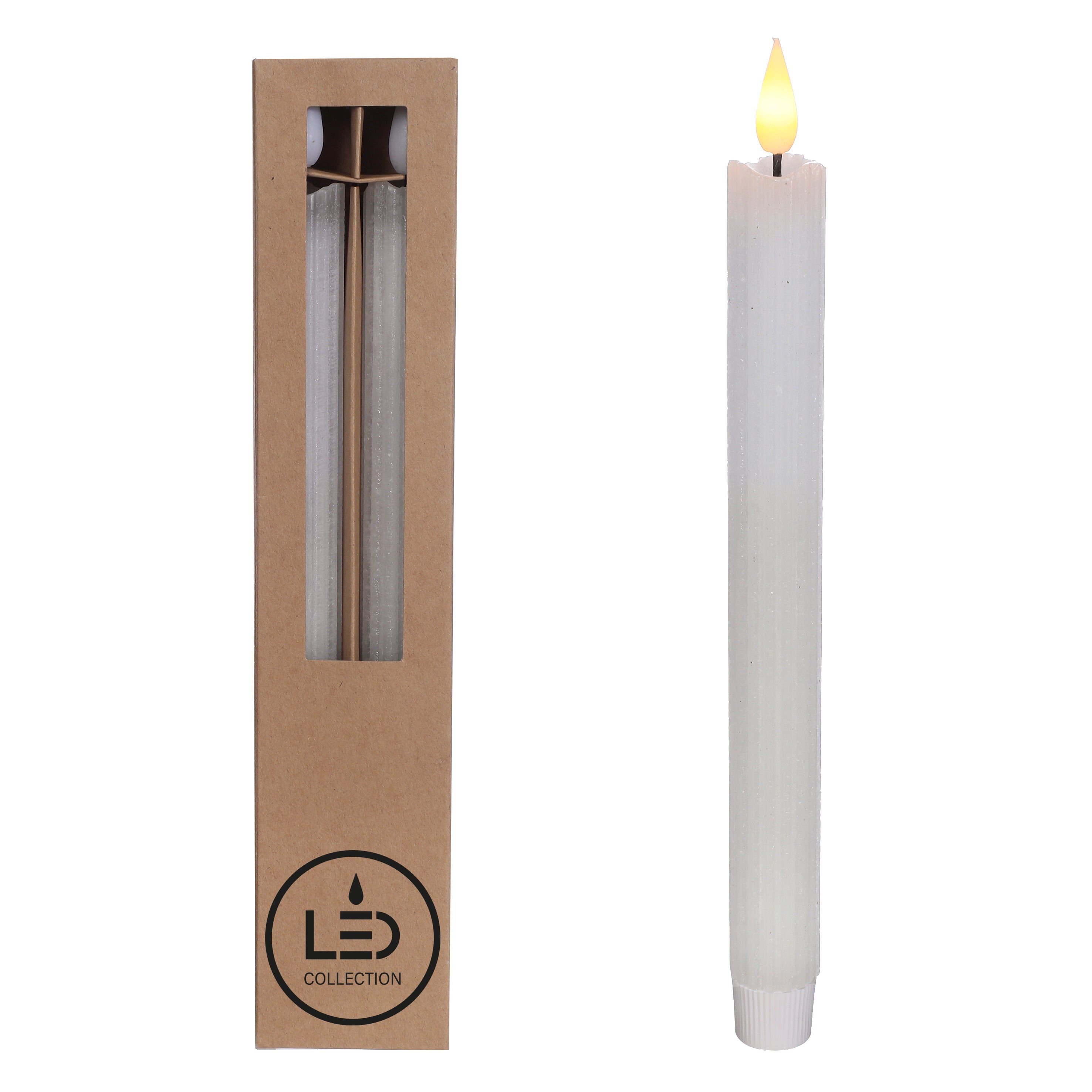 LED Pencil candle Ø2.1 h. 25cm white (Set 2 pcs)