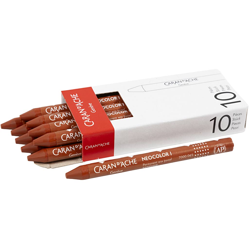 CARAN D’ACHE Neocolor I Crayons, L: 10 cm, thickness 8,5 mm, russet (065), 10 pc