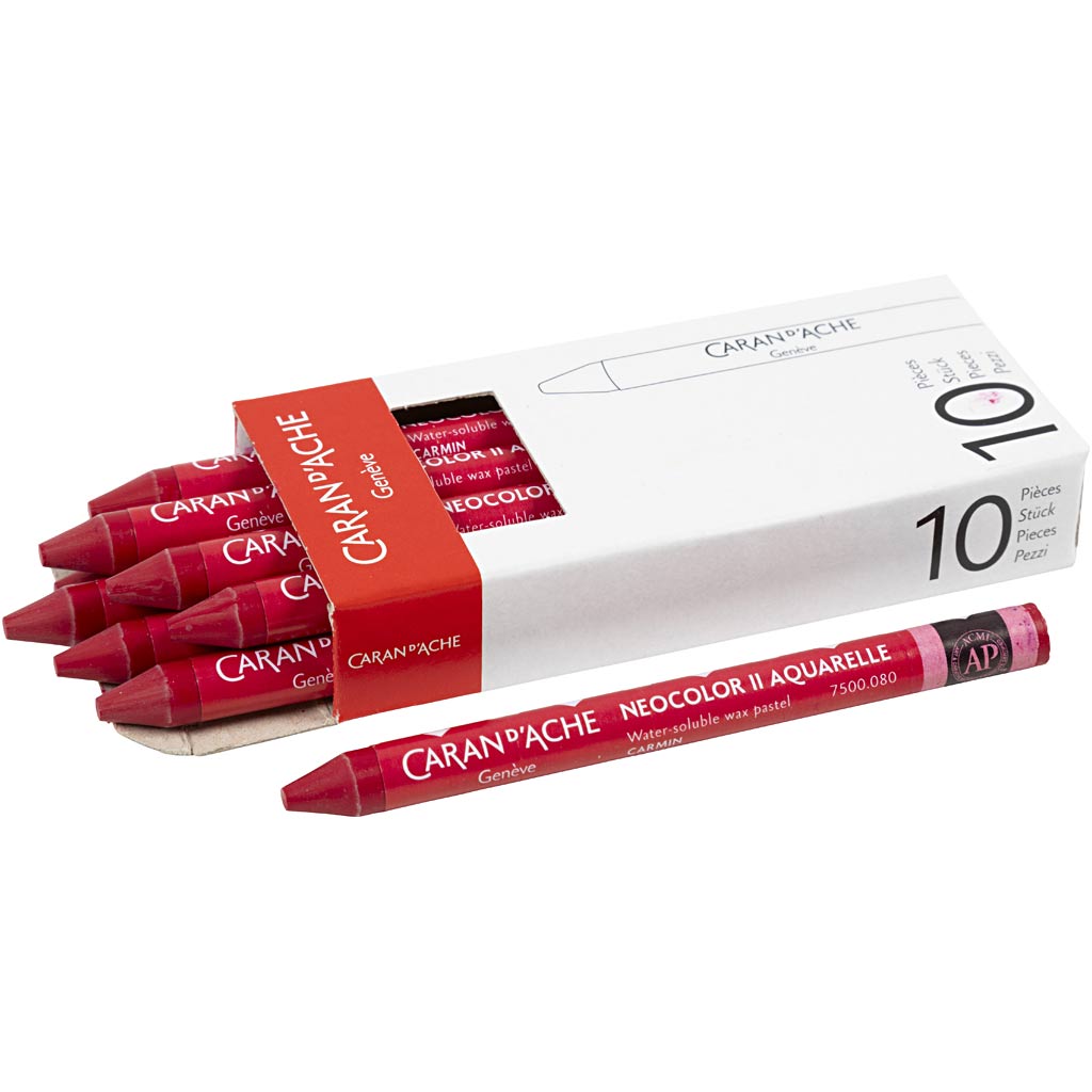 CARAN D’ACHE Neocolor II, L: 10 cm, thickness 8,5 mm, carmine (080), 10 pc
