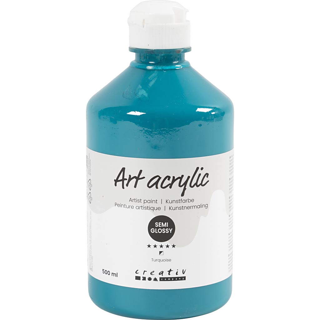 Art Acrylic, semi-glossy, opaque, turquoise, 500 ml/ 1 bottle