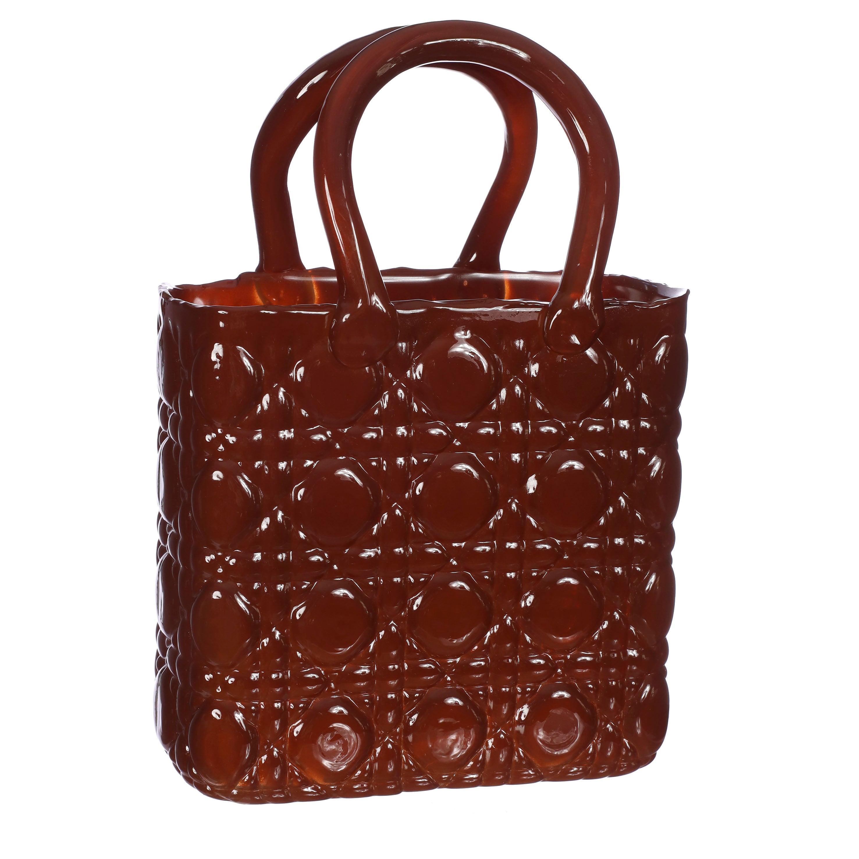 Handbag vase Elysee glass handle L.19 x W.11 x H.28 cm magahony (1 pc)