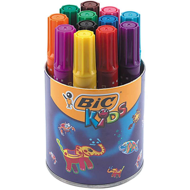 BIC Decoralo Jumbo Markers, line 4 mm, assorted colours, 12 pc/ 1 tub