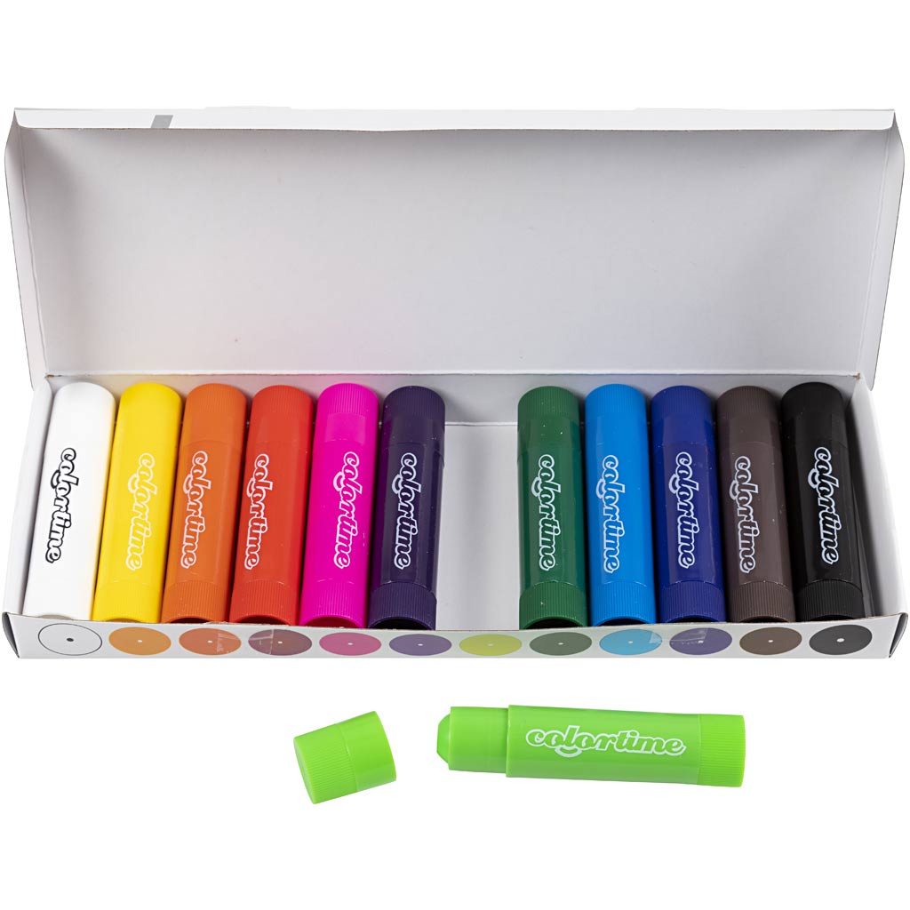 Soft Color Stick, L: 8 cm, assorted colours, 12 pc