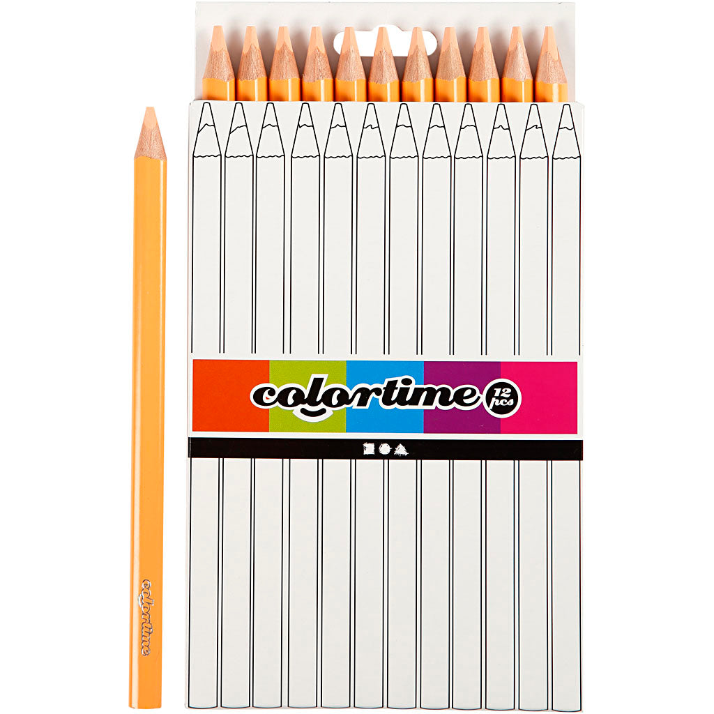 Colortime Colour Pencils, L: 17,45 cm, lead 5 mm, JUMBO, light beige, 12 pc
